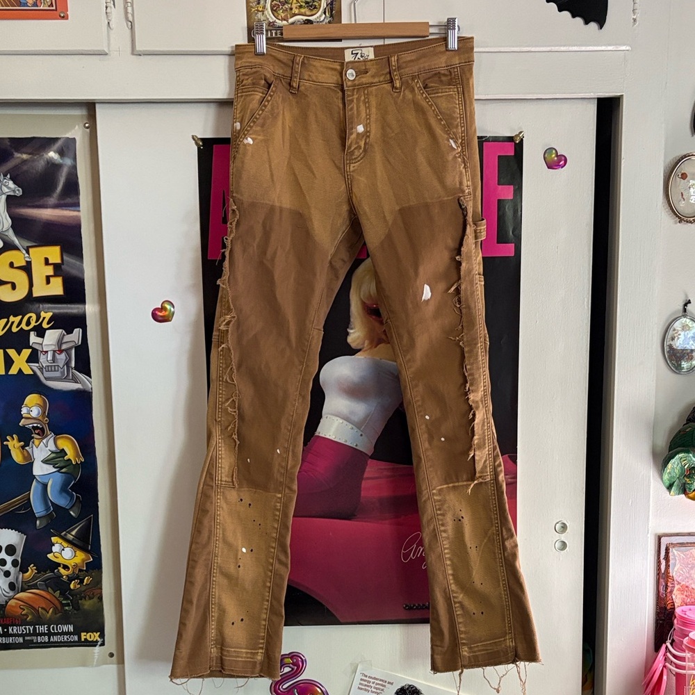 Triple Sevens Khaki Denim Bootcut Carpenter Jeans